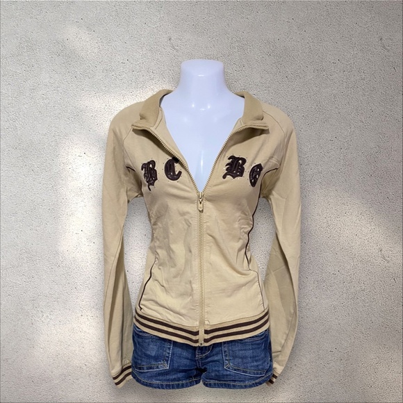 BCBG Tan & Brown Two Way Zip Jacket - Picture 2 of 9